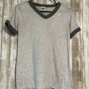 PINK LOGO V-Neck T-Shirt